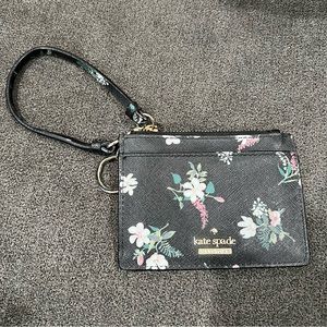 Kate Spade Black Floral Card Holder with Key Ring